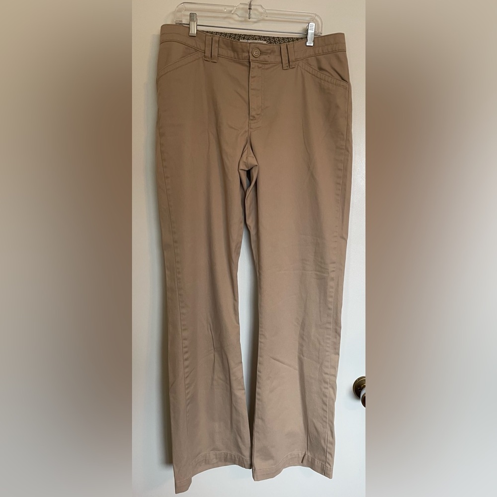 Lee Mid-Rise Boot Cut Khaki Pants Size 14 Long Tall Wide Leg